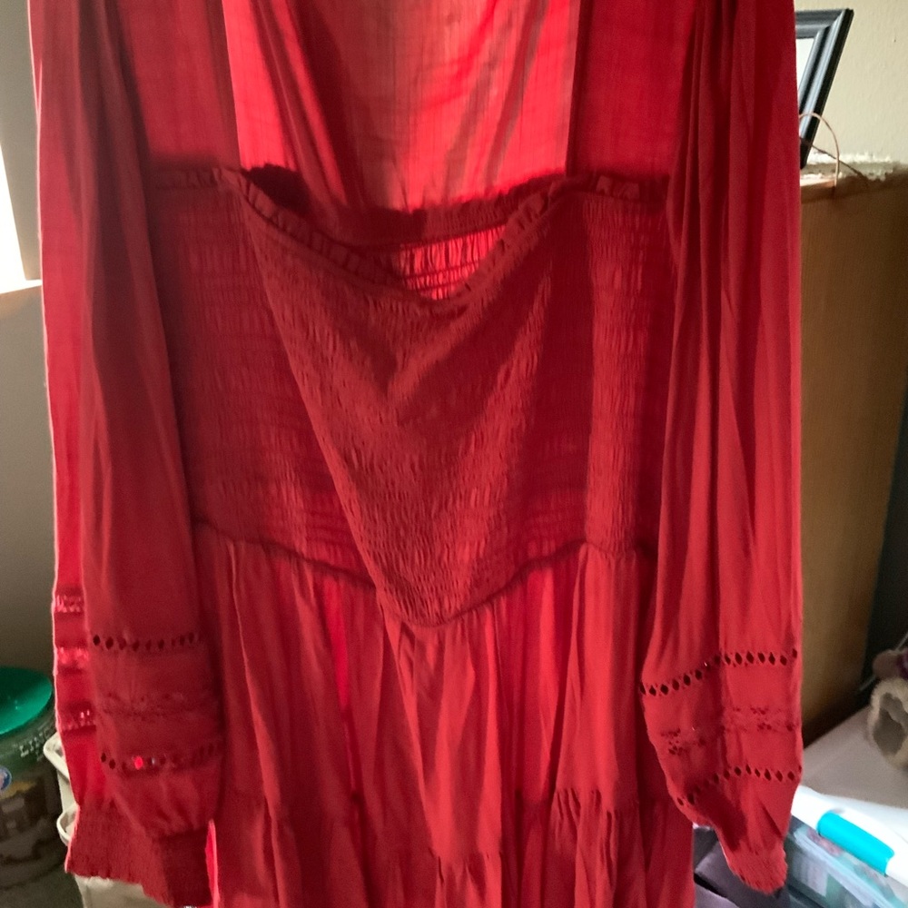 Torrid Red Blouse With Smocking Size 4 - image 1